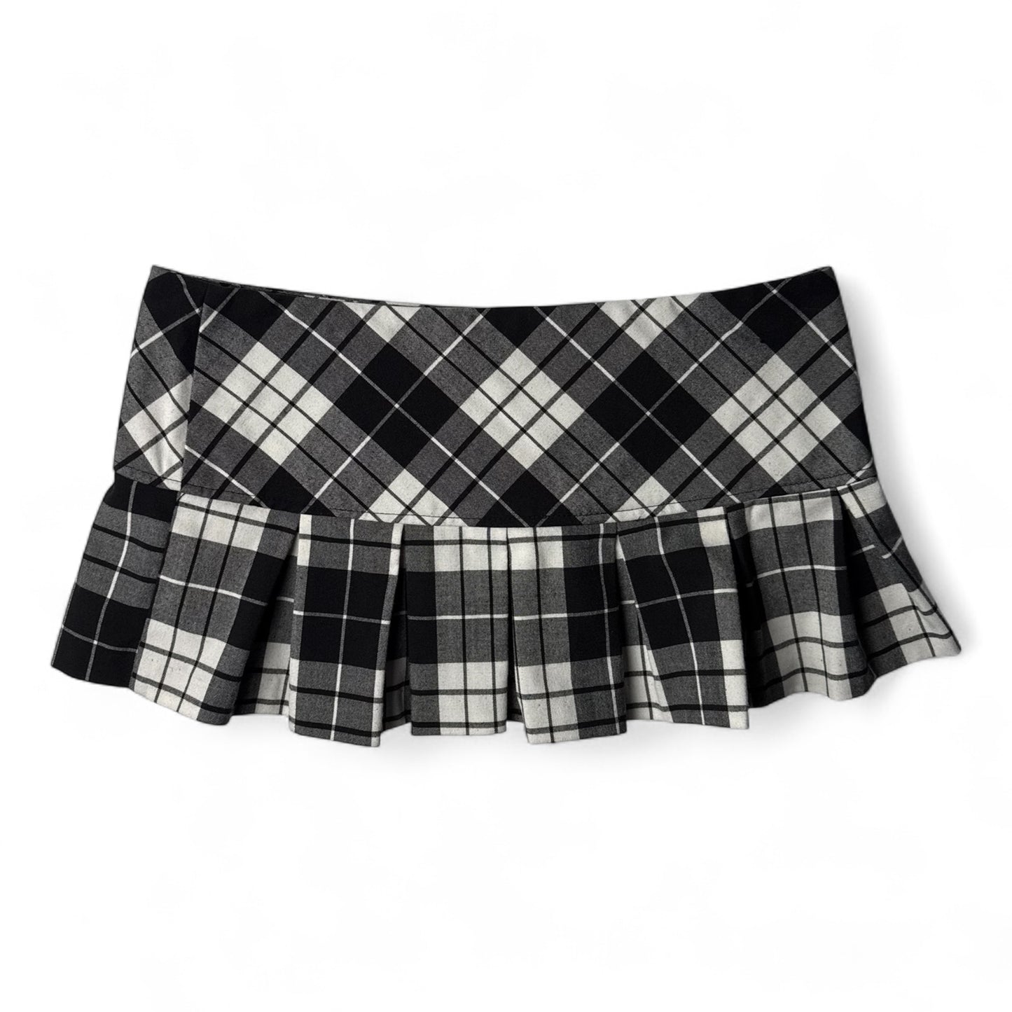 Plaid Button-Clasp Mini Skirt