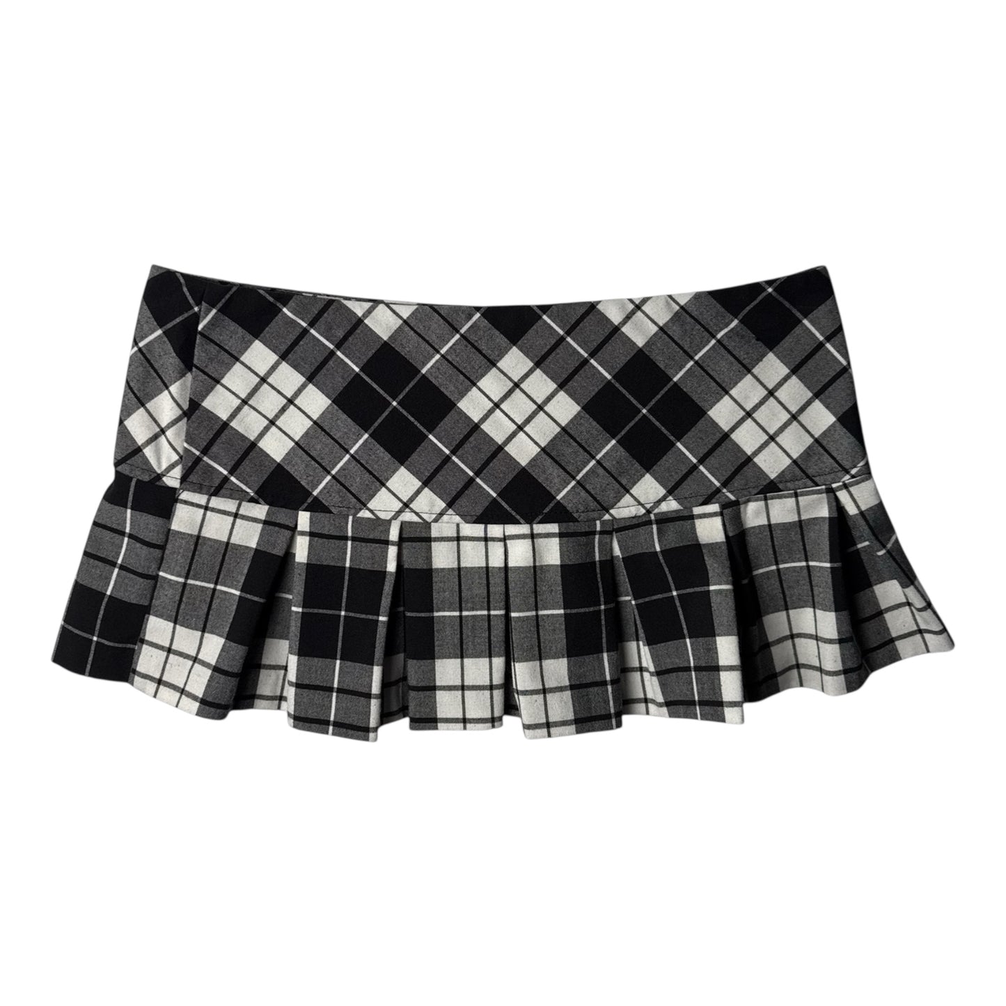 Plaid Button-Clasp Mini Skirt