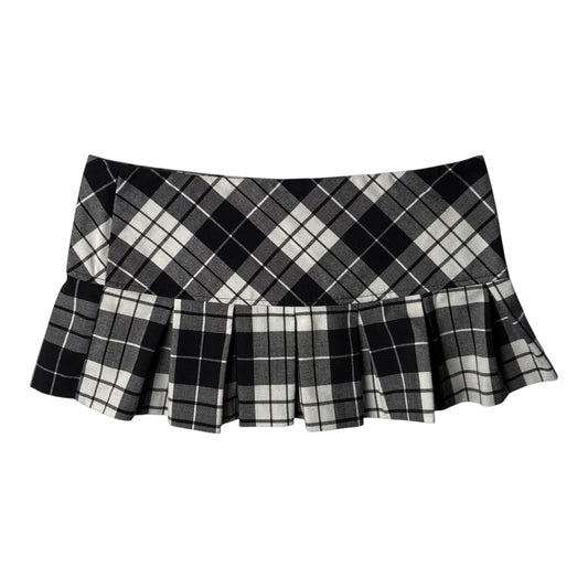 Plaid Button-Clasp Mini Skirt