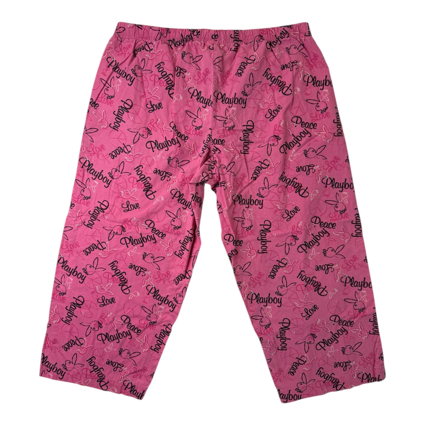 Playboy Peace Love Print Cropped Pajama Pants