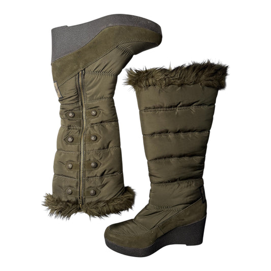 Juicy Couture Faux Fur-Trim Knee-High Wedge Platform Boots