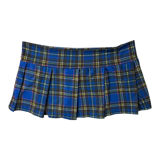 Music Legs Blue Tartan Plaid Mini Lingerie Skirt