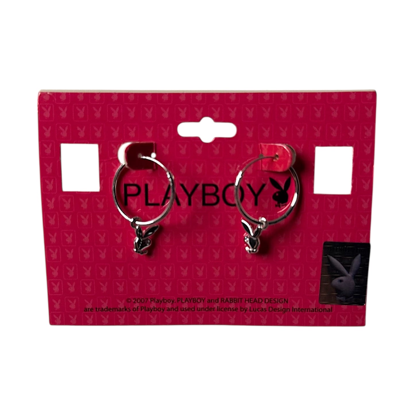 Playboy Silver 3/4 Inch Hoop Earrings