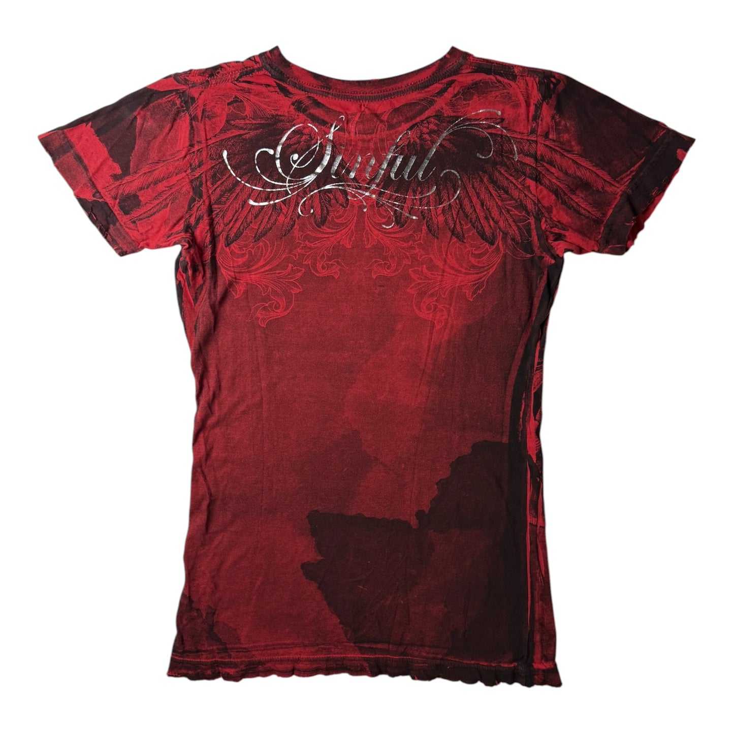 Sinful By Affliction Red Angel Graphic Tee