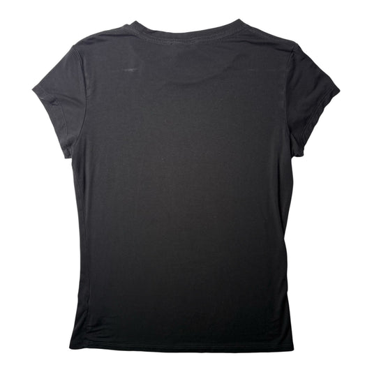 Bebe Black Tee with Multi-Colored Rhinestone Logo