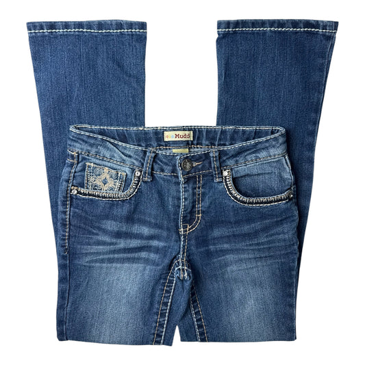 Mudd Rhinestone Embroidered Pocket Bootcut Jeans