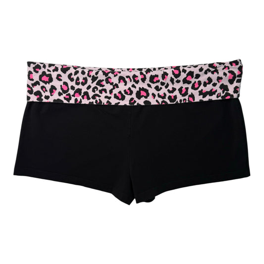 No Boundaries Pink & Black Leopard Print Foldover Yoga Shorts