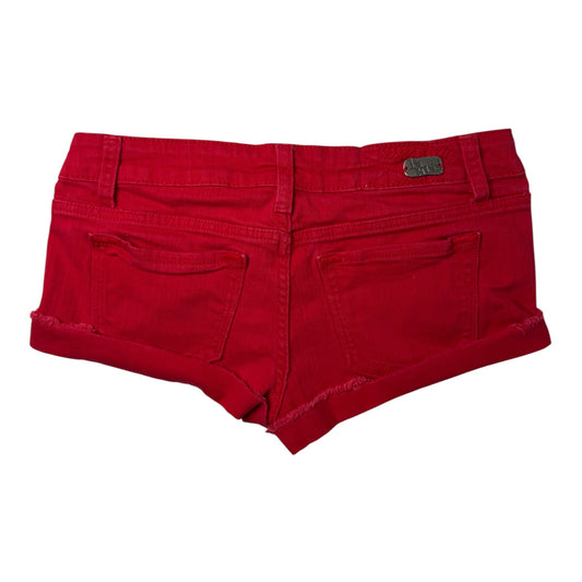 1st Kiss Red Low Rise Shorts w/ Distressed Details