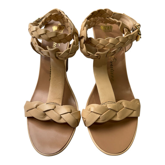 Juicy Couture Nude Leather Braided Strappy Heels