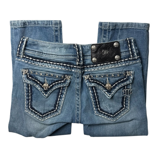 Miss Me Low Rise Cropped Blue Denim Jeans