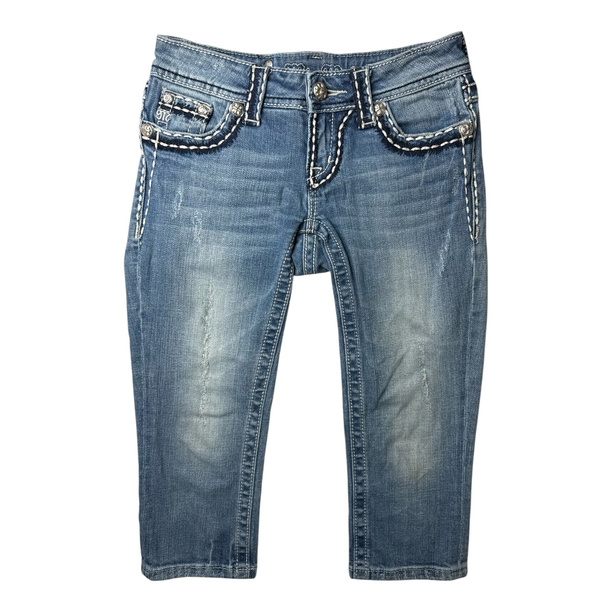 Miss Me Low Rise Cropped Blue Denim Jeans