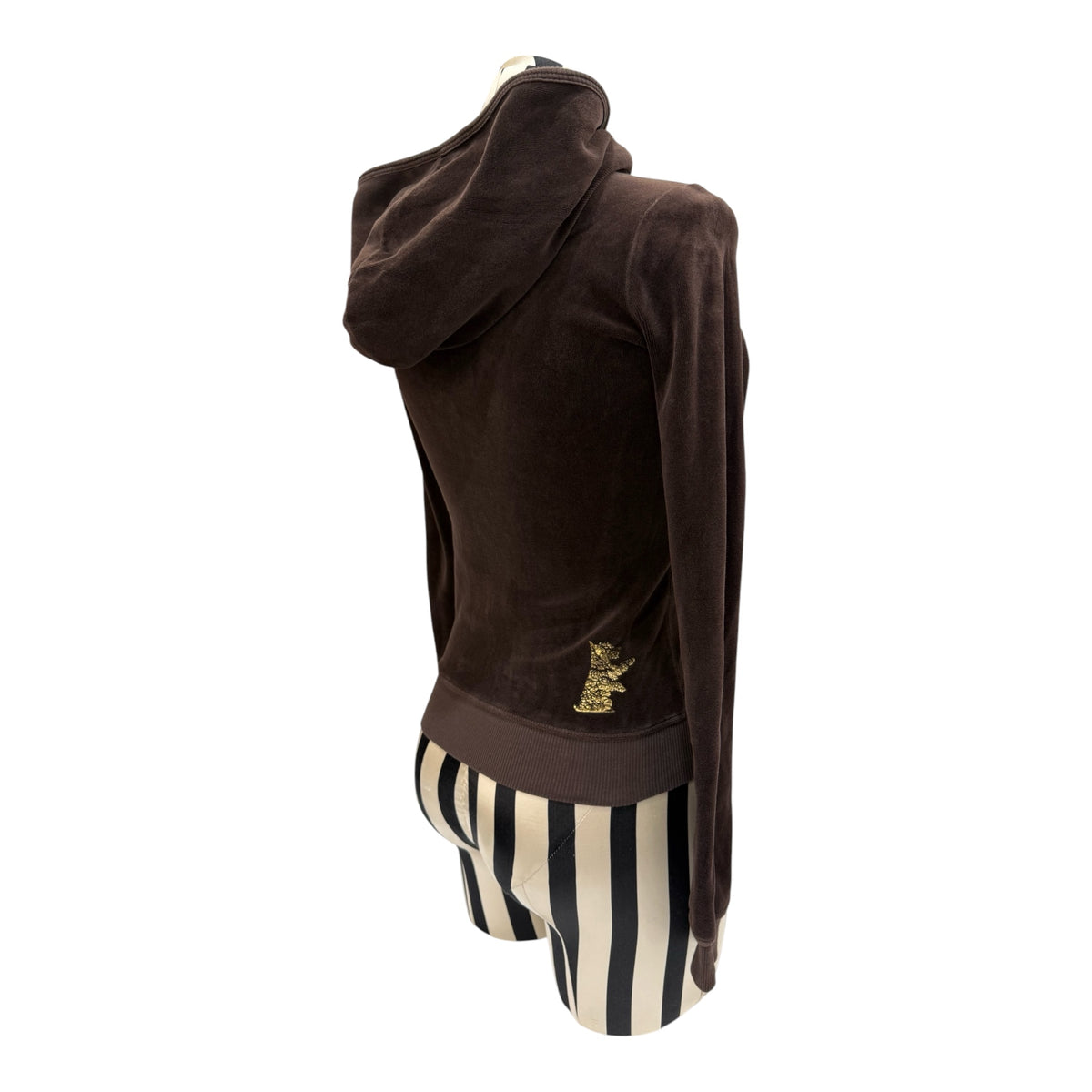 Juicy Couture Brown Velvet Zip Up Hoodie w/ Dog Logo Accent