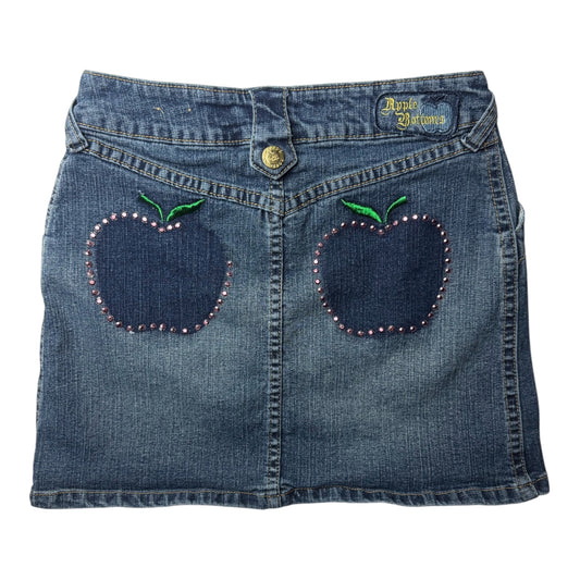 Apple Bottoms Graphic Script Denim Skirt