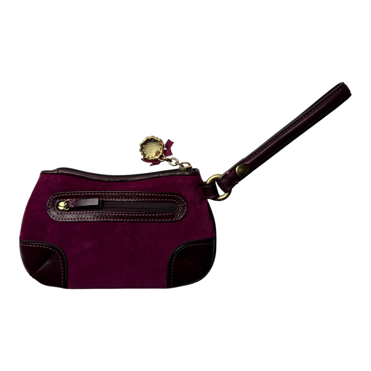 Juicy Couture Purple Suede & Leather Wristlet w/ Embroidered Logo & Rose