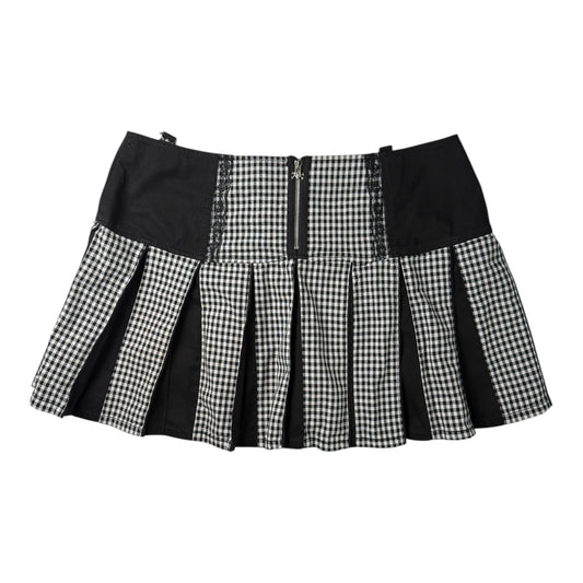 Tripp NYC Lace Detail, Plaid Mini Skirt