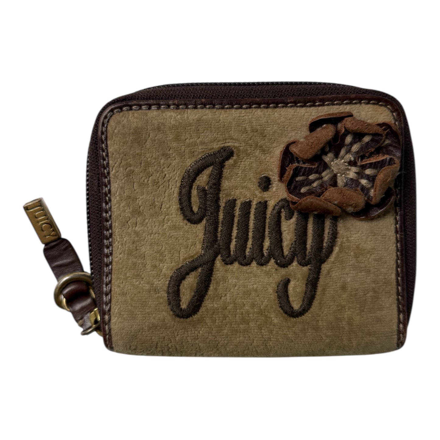 Juicy Couture Brown Flower, Velour Mini Wallet