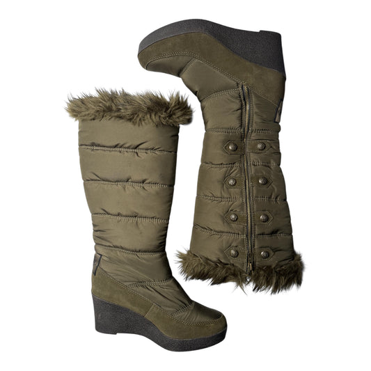 Juicy Couture Faux Fur-Trim Knee-High Wedge Platform Boots