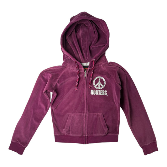 Hooters Purple Velour Light Jacket with Peace Sign