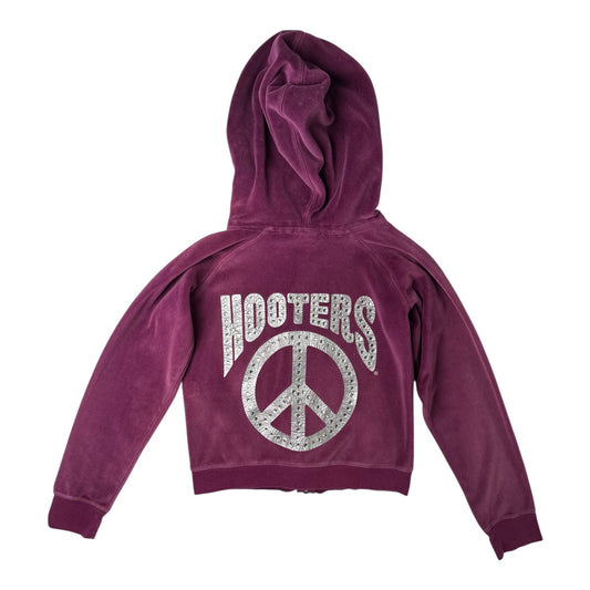 Hooters Purple Velour Light Jacket with Peace Sign