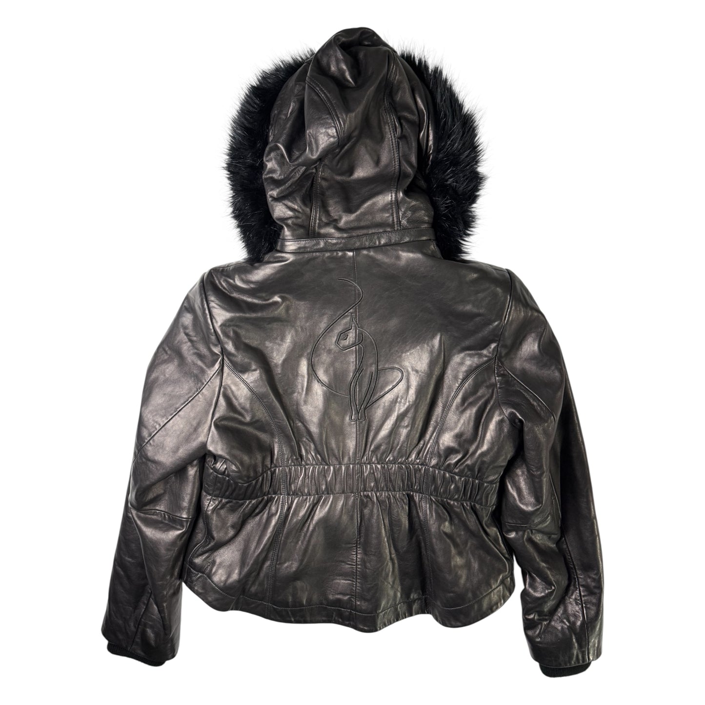 Baby Phat Black Faux Fur Trimmed Leather Jacket