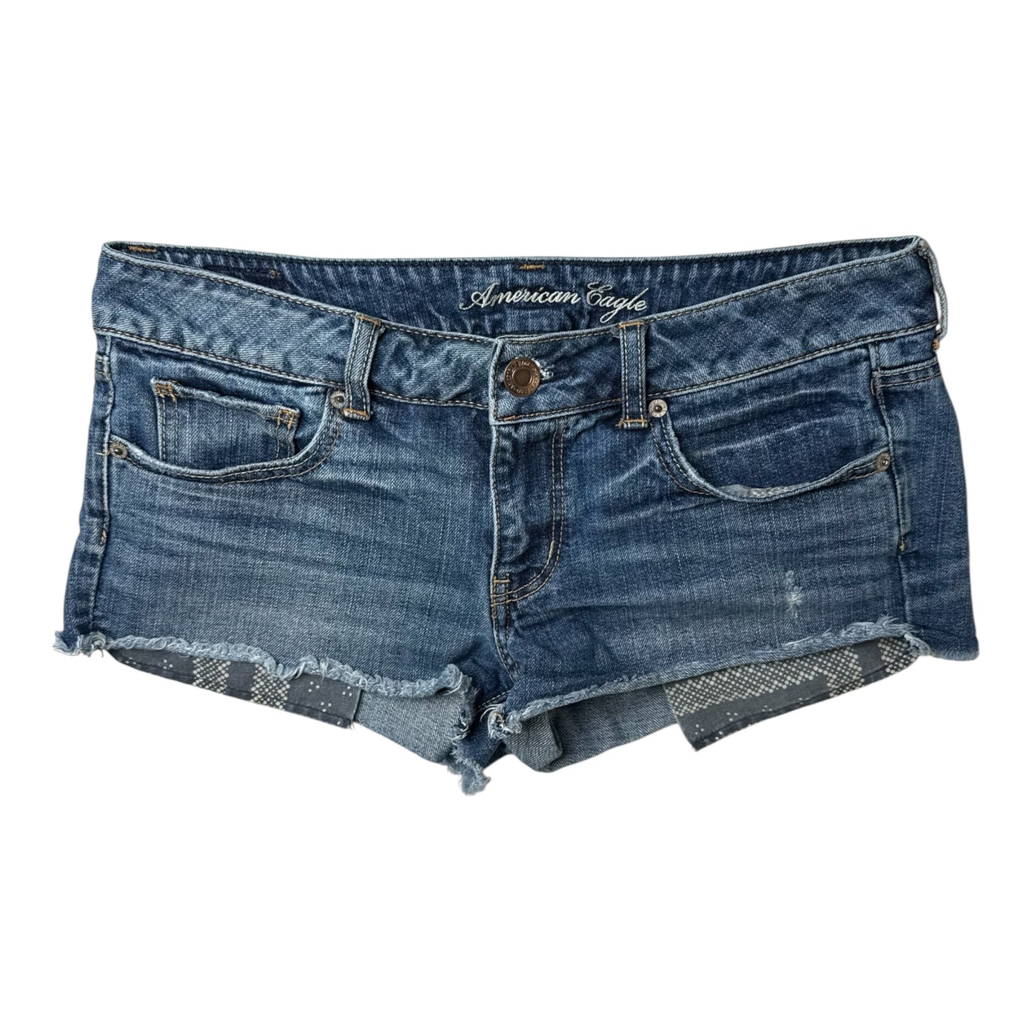 American Eagle Outfitters Low Rise Distressed Blue Jean Shorts
