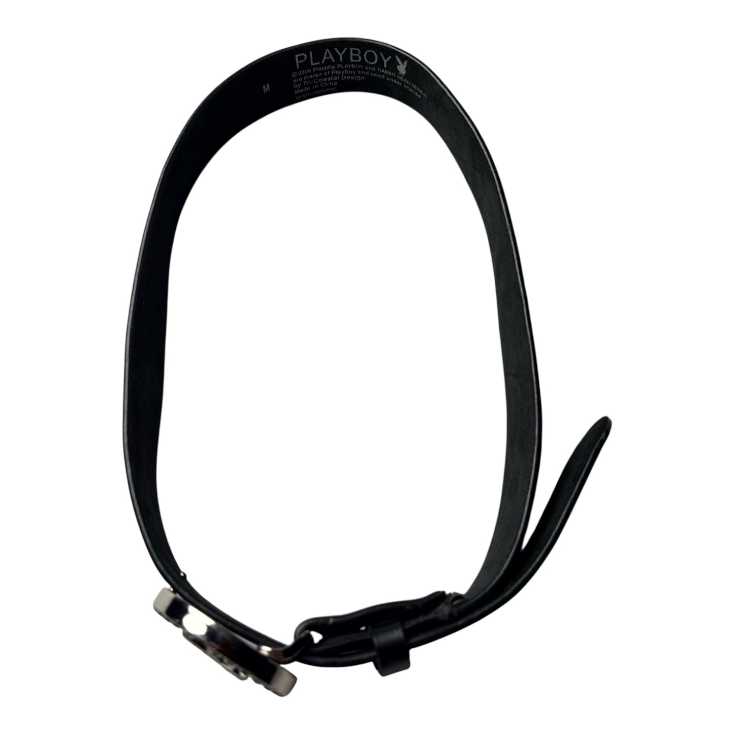 Playboy Black Spinner Belt with Silver Emblem