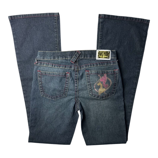Baby Phat Purple/Gold Embellished-Pocket Logo Jeans