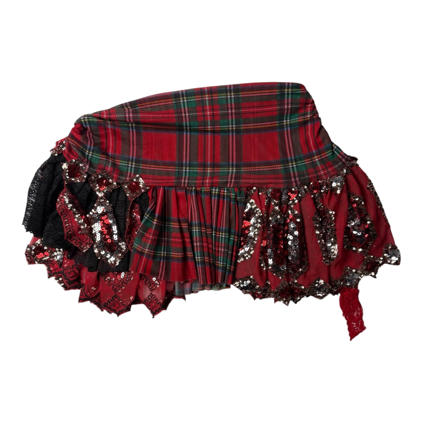 Disco Lemonade Rave/Festival Tartan Plaid Sequin Mini Skirt