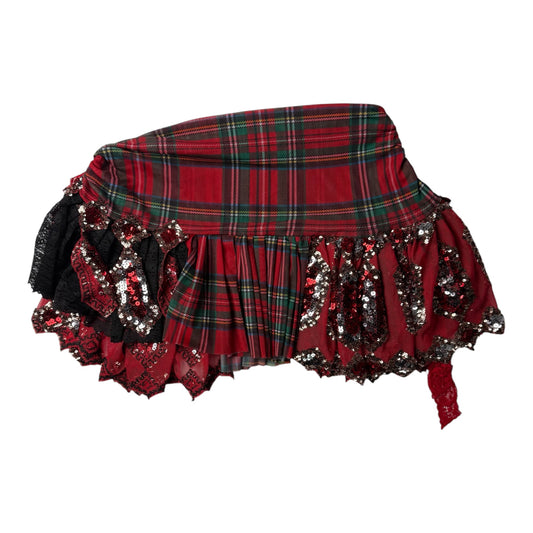 Disco Lemonade Rave/Festival Tartan Plaid Sequin Mini Skirt