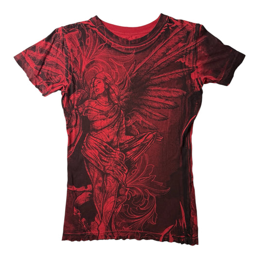 Sinful By Affliction Red Angel Graphic Tee