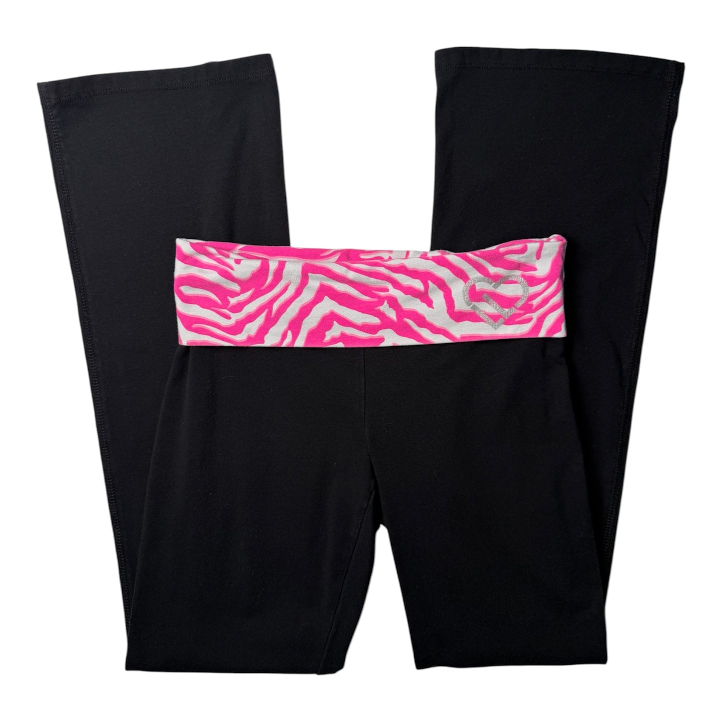 Live Love Dream Pink & White Zebra Fold Over Yoga Pants