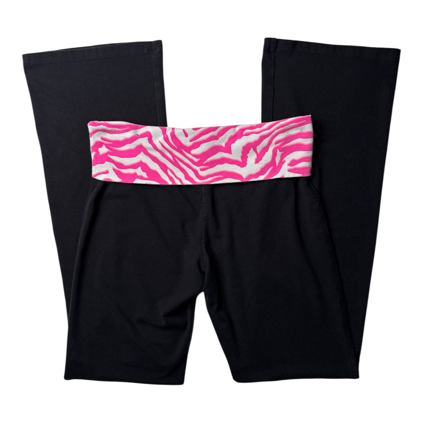 Live Love Dream Pink & White Zebra Fold Over Yoga Pants
