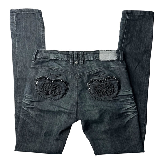 Apple Bottoms Jeans with Black Embroidered Apple Pocket Detail