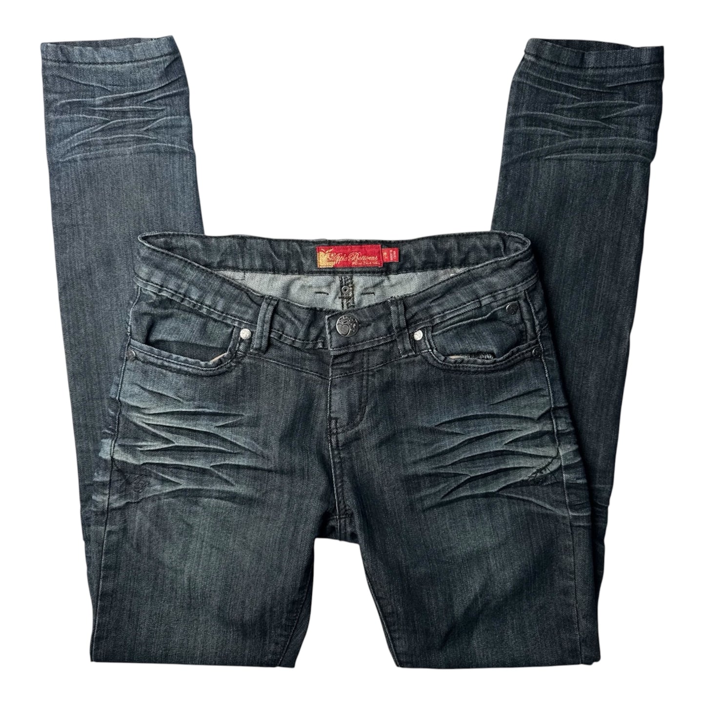 Apple Bottoms Jeans with Black Embroidered Apple Pocket Detail