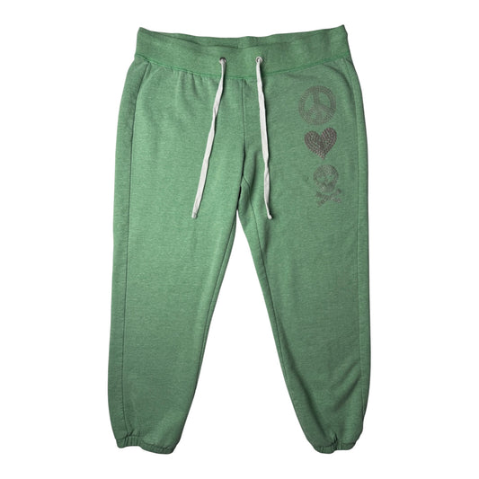 No Boundaries Peace Love Skull Green Jogger Pants