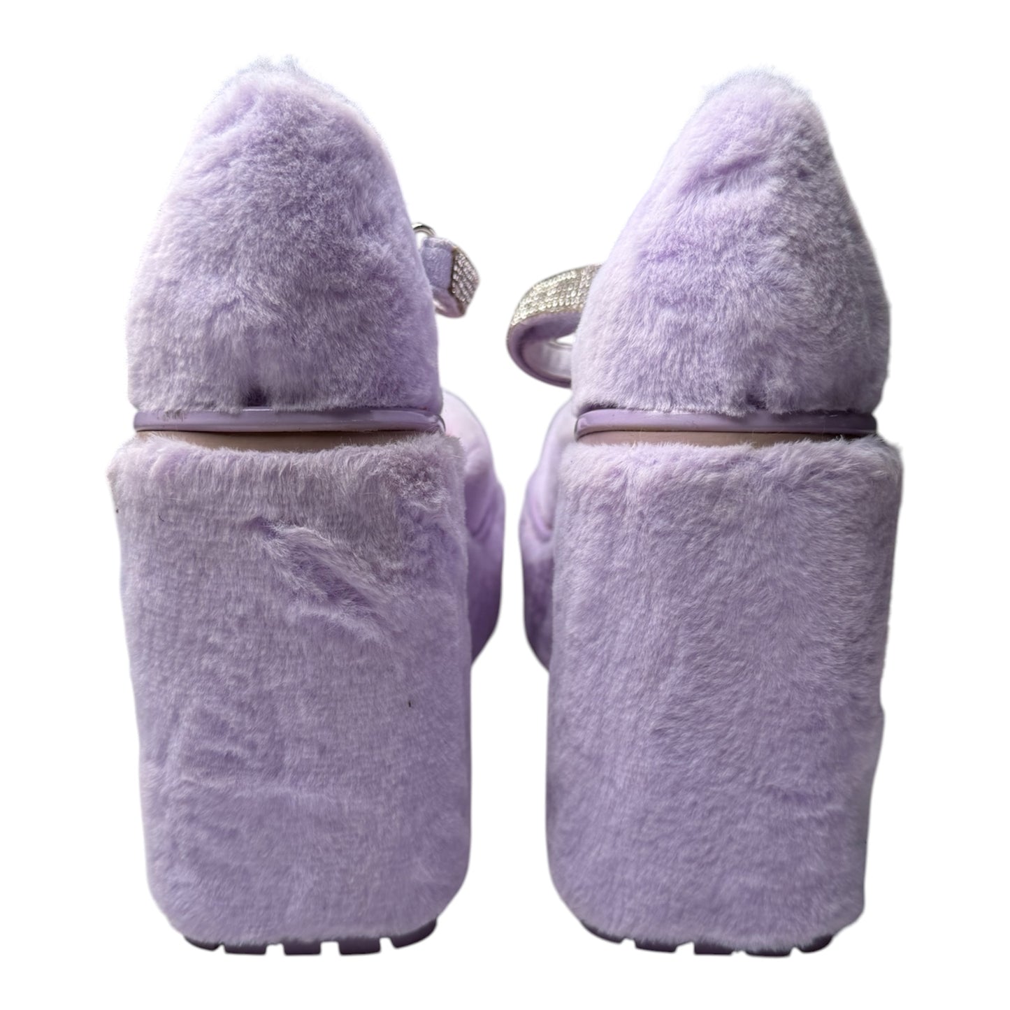 Sugar Thrillz Plush Platform Heels with Rhinestone Strap
