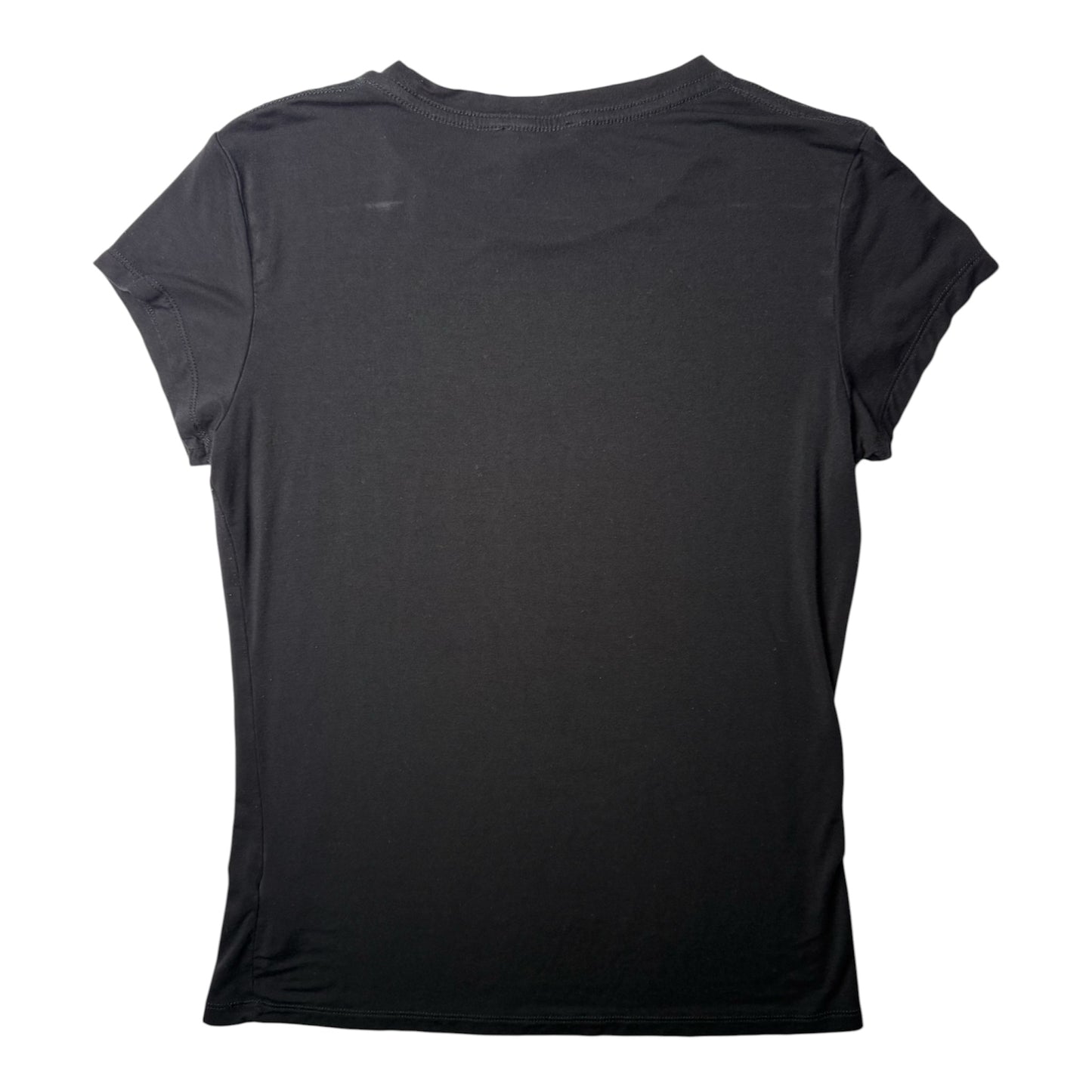 Bebe Black Tee with Multi-Colored Rhinestone Logo