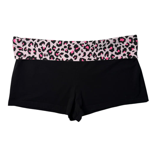 No Boundaries Pink & Black Leopard Print Foldover Yoga Shorts