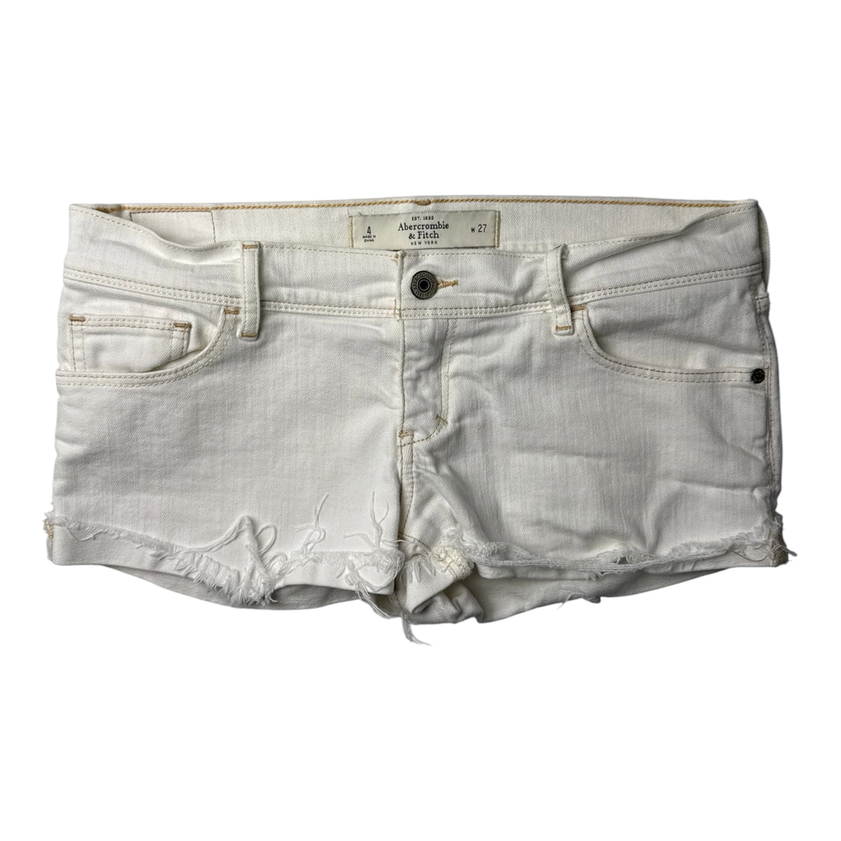 Abercrombie & Fitch Low Rise White Denim Shorts