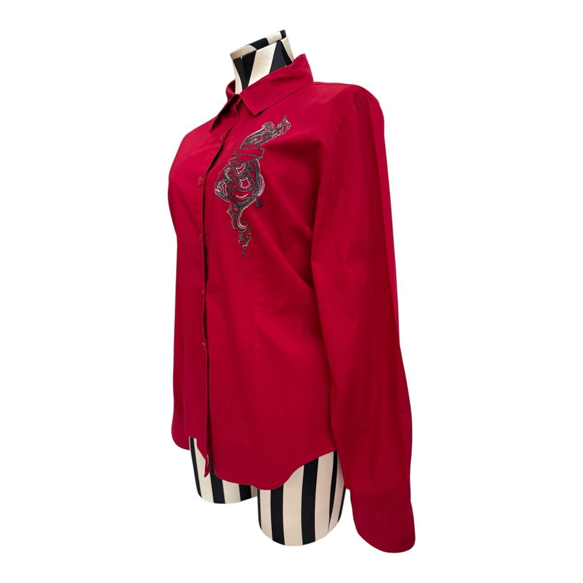 Harley Davidson Red Button-Up Shirt w/ Black Butterfly Graphic on the Back