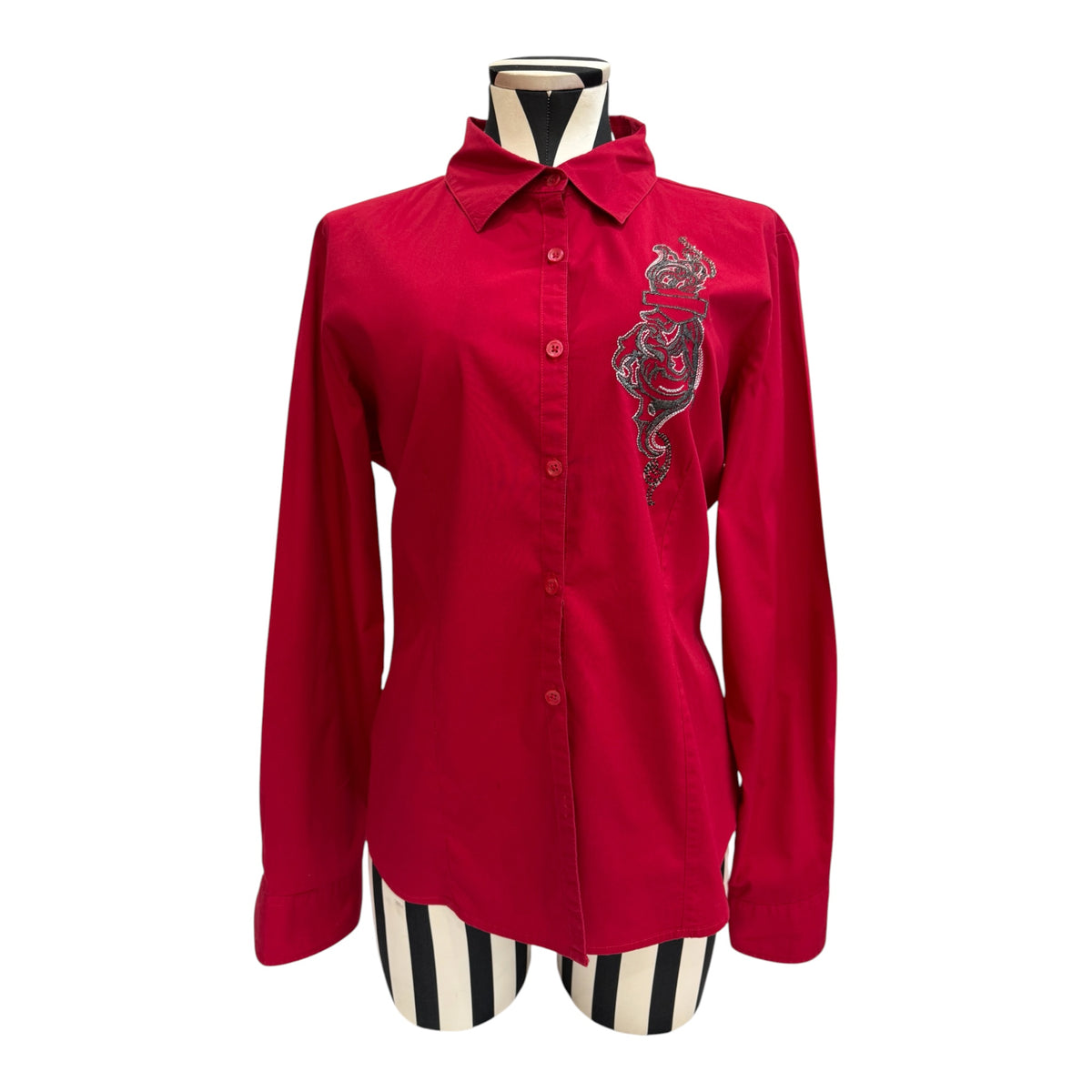 Harley Davidson Red Button-Up Shirt w/ Black Butterfly Graphic on the Back