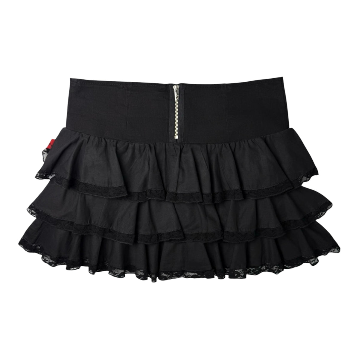 Tripp NYC Black Ruffle Mini Skirt w/ Lace Trim
