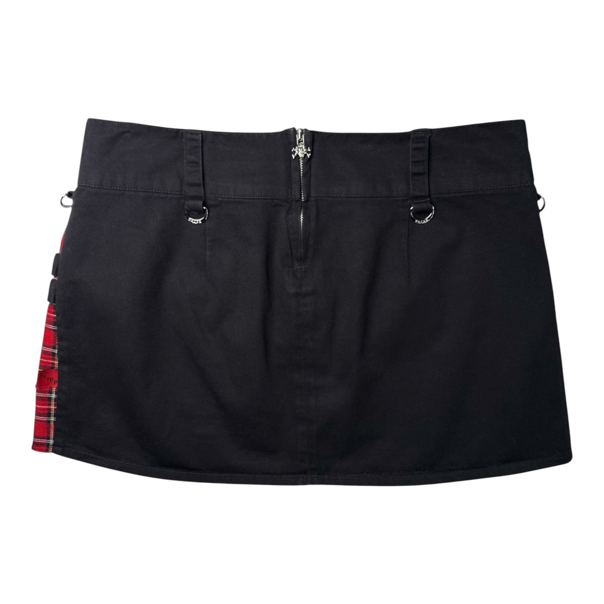 Tripp NYC Black/Red Plaid Mini Skirt w/ Safety Pins & Buckles