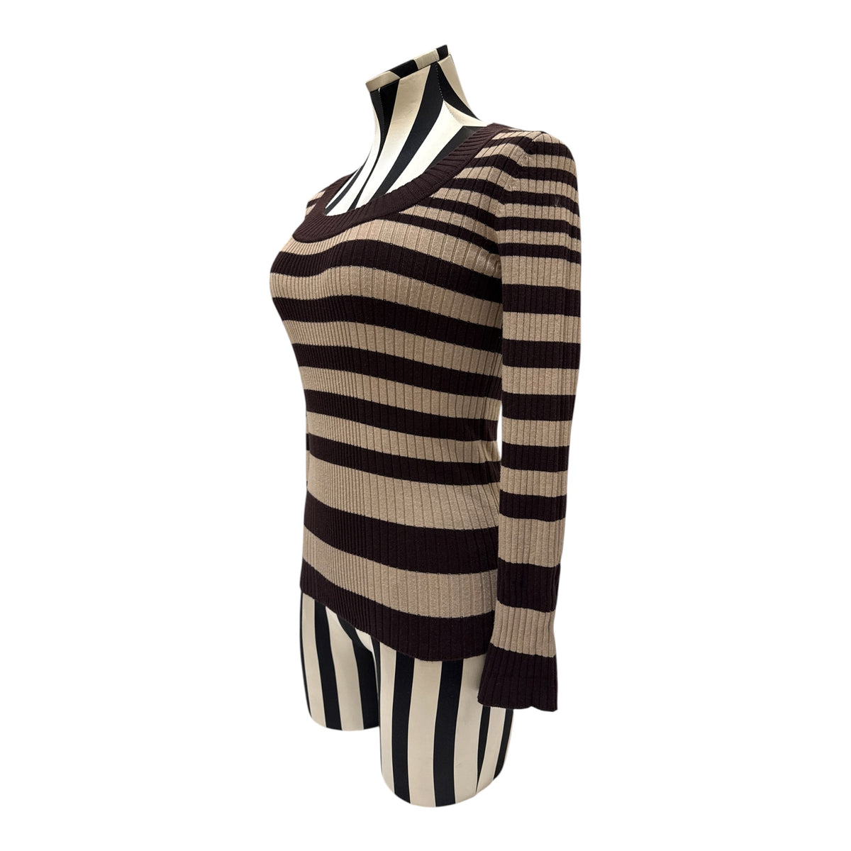 Ambiance Apparel Brown & Beige Horizontal Striped Long Sleeve Top