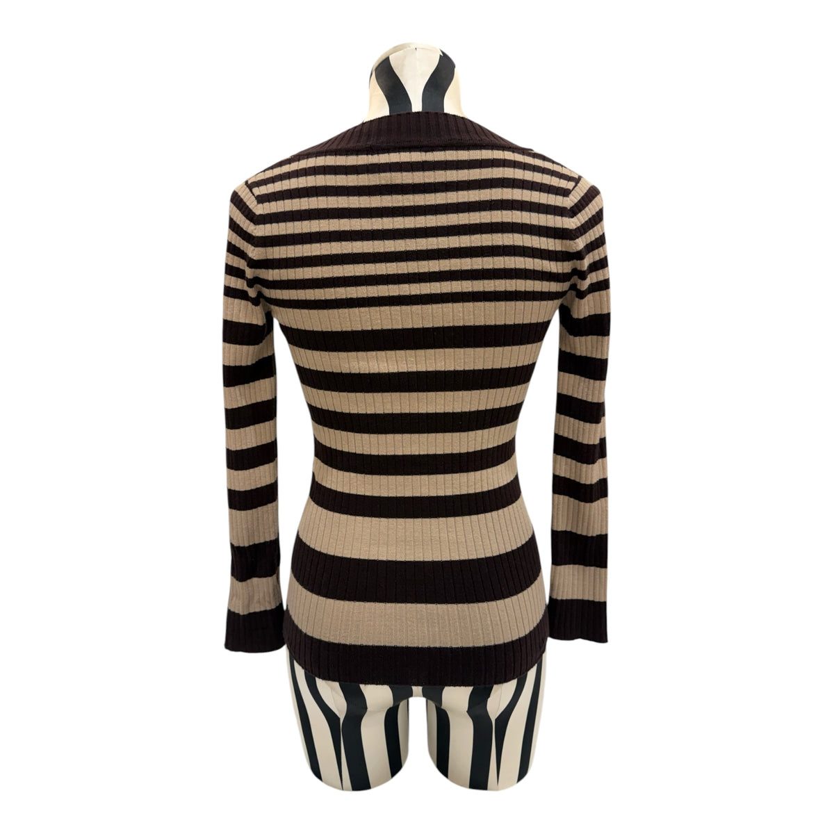 Ambiance Apparel Brown & Beige Horizontal Striped Long Sleeve Top