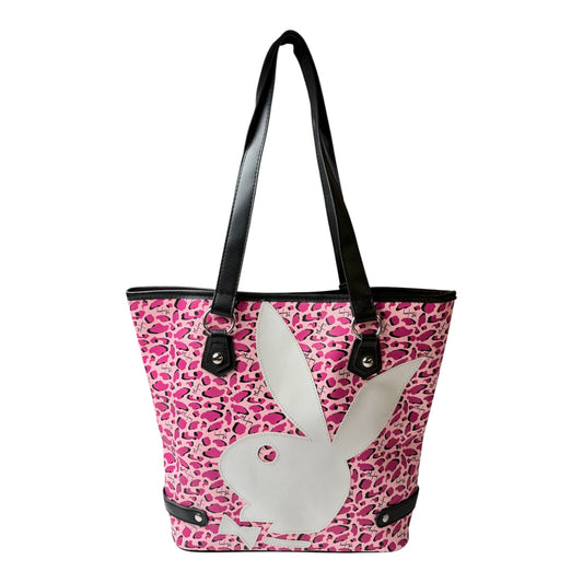 Playboy Pink Leopard Print Tote Bag w/ White Bunny Logo