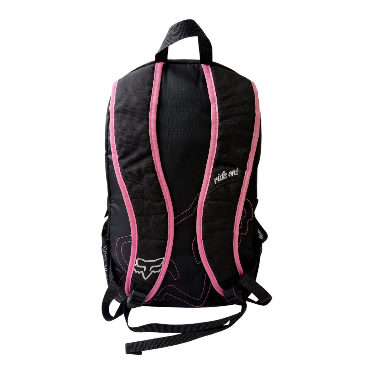 Fox Racing Black & Pink Backpack w/ Fox Head Graphic & Pink 'FOX' Text