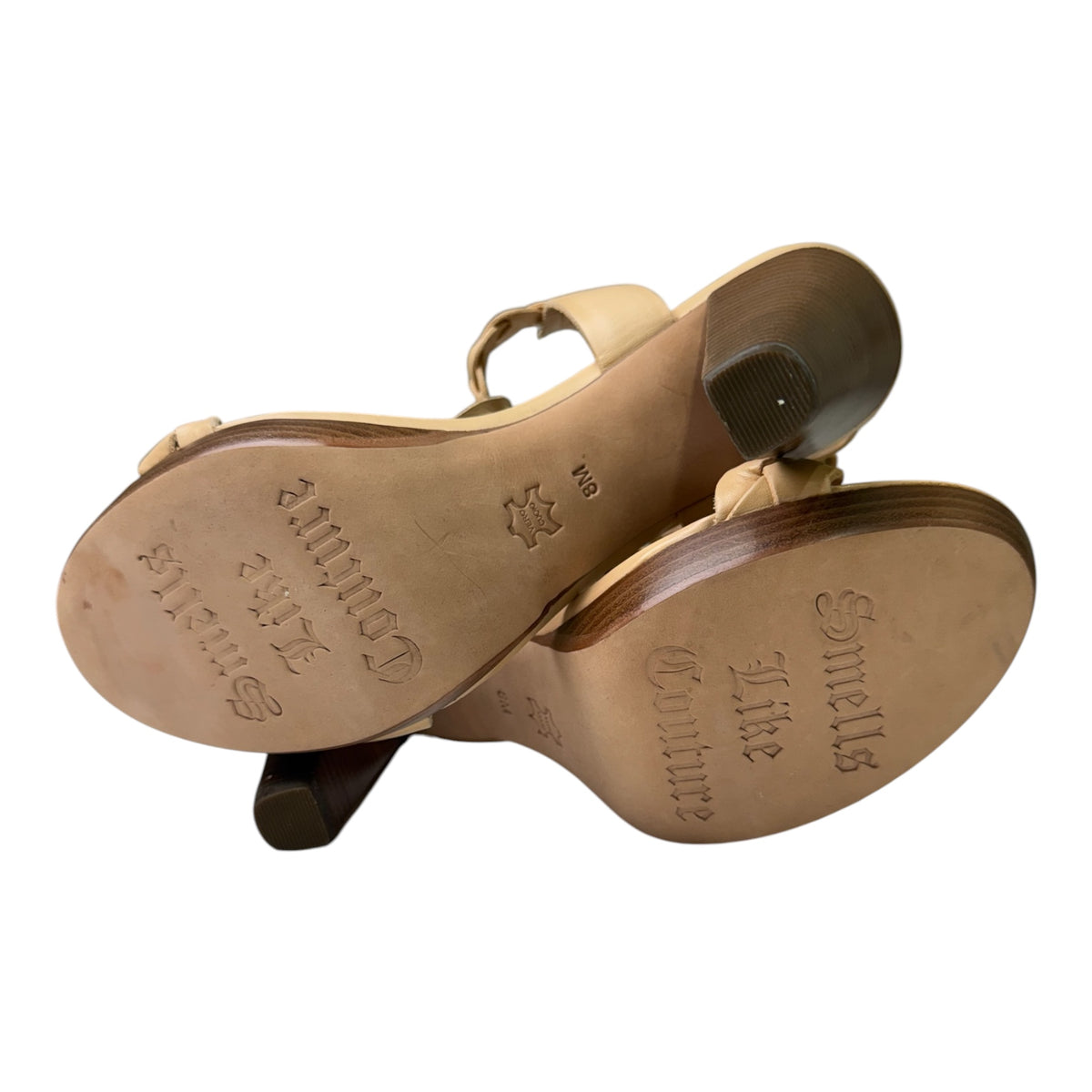 Juicy Couture Nude Leather Braided Strappy Heels