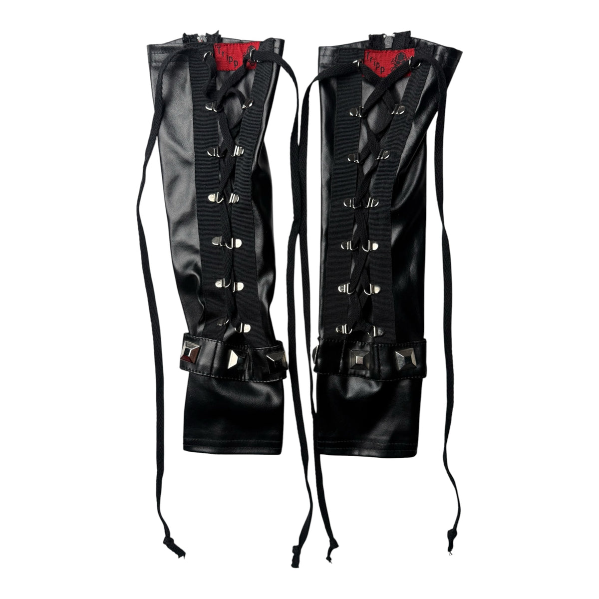 Tripp NYC Black Leather Arm Sleeves w/ Lace-Up Detailing