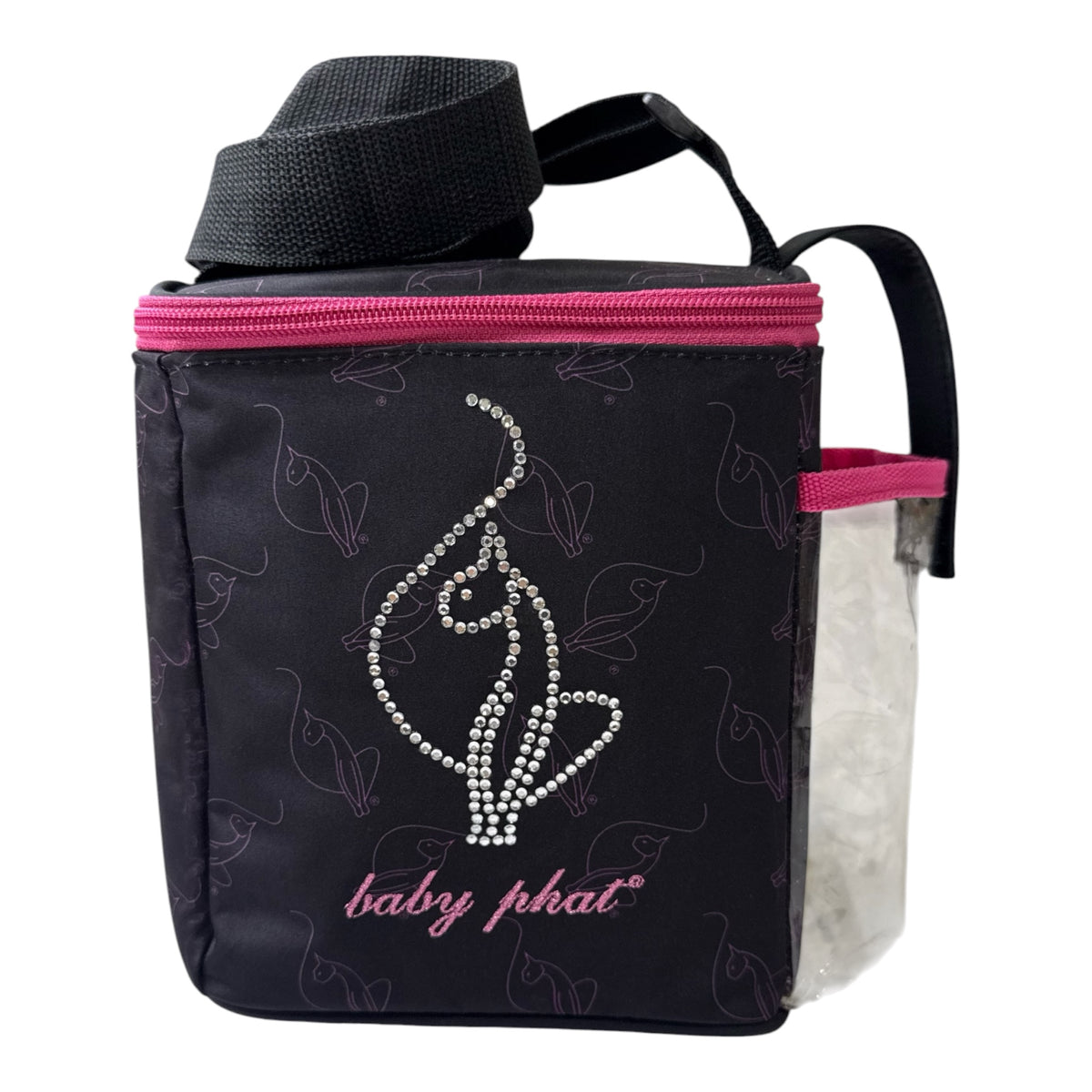 Baby Phat Black & Pink Crossbody Lunch Kit Bag w/ Rhinestone Logo